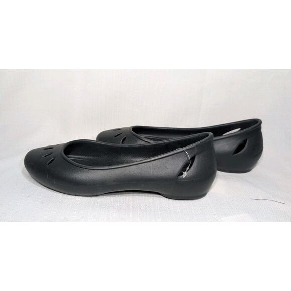Crocs Kelli Ballet Flats Shoes Womens Sz 8 Black Cut Out Comfort Slip On 203954 - Picture 6 of 8